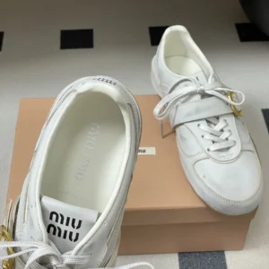 Miu Miu Women Gymnasium Leather Sneakers With Strap and Buckle 5E549E