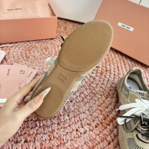 Miu Miu Women Gymnasium Mesh and Suede Sneakers 5E589E3KU1