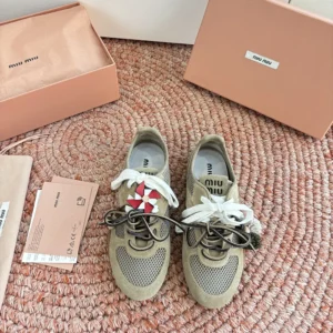 Miu Miu Women Gymnasium Mesh and Suede Sneakers 5E589E3KU1