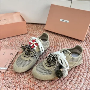 Miu Miu Women Gymnasium Mesh and Suede Sneakers 5E589E3KU1