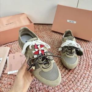 Miu Miu Women Gymnasium Mesh and Suede Sneakers 5E589E3KU1