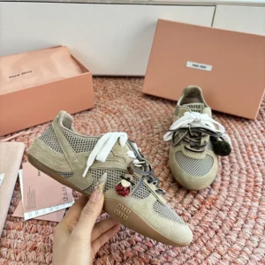 Miu Miu Women Gymnasium Mesh and Suede Sneakers 5E589E3KU1