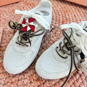 Miu Miu Women Gymnasium Mesh and Suede Sneakers-White 5E589E3KU1