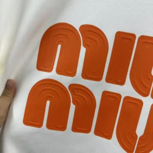 Miu Miu Women Logo-Embroidered Cotton Sweatshirt-Orange