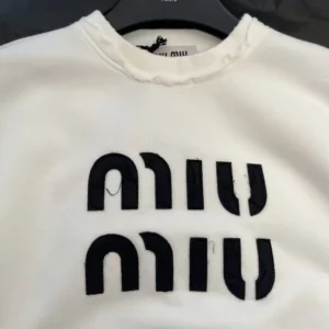 Miu Miu Women Logo-Embroidered Cotton Sweatshirt-White