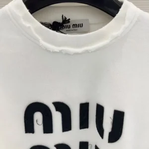 Miu Miu Women Logo-Embroidered Cotton Sweatshirt-White