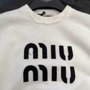Miu Miu Women Logo-Embroidered Cotton Sweatshirt-White
