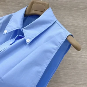 Miu Miu Women Poplin Shirt-Blue MK202419SEF0076