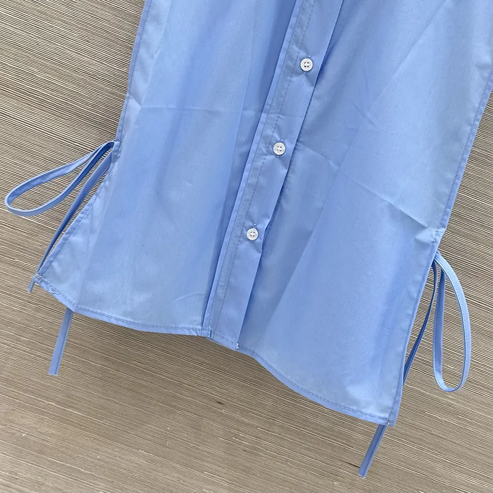 Miu Miu Women Poplin Shirt-Blue MK202419SEF0076 6 Miu Miu Women Poplin Shirt-Blue MK202419SEF0076