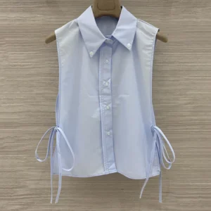 Miu Miu Women Poplin Shirt-Light Blue MK202419SEF0013