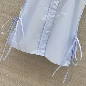Miu Miu Women Poplin Shirt-Light Blue MK202419SEF0013