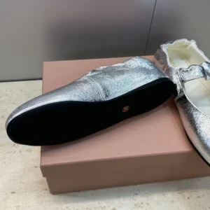 Miu Miu Women Ruches Mordoré Nappa Leather Ballerinas 5F340E
