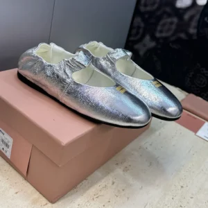 Miu Miu Women Ruches Mordoré Nappa Leather Ballerinas 5F340E