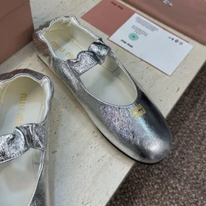 Miu Miu Women Ruches Mordoré Nappa Leather Ballerinas 5F340E