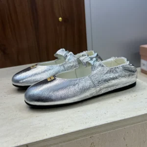 Miu Miu Women Ruches Mordoré Nappa Leather Ballerinas 5F340E