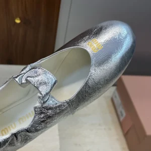 Miu Miu Women Ruches Mordoré Nappa Leather Ballerinas 5F340E