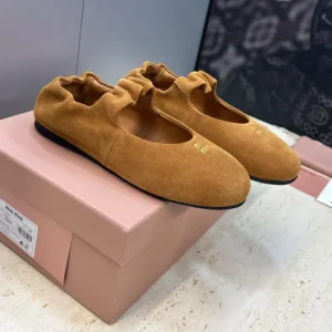 Miu Miu Women Ruches Suede Ballerinas 5F340E008F0393