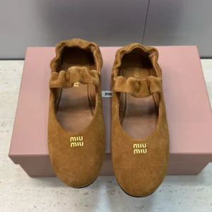 Miu Miu Women Ruches Suede Ballerinas 5F340E008F0393