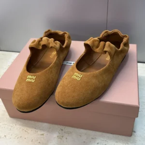 Miu Miu Women Ruches Suede Ballerinas 5F340E008F0393