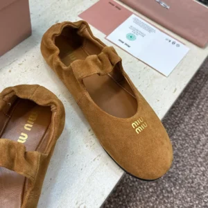 Miu Miu Women Ruches Suede Ballerinas 5F340E008F0393