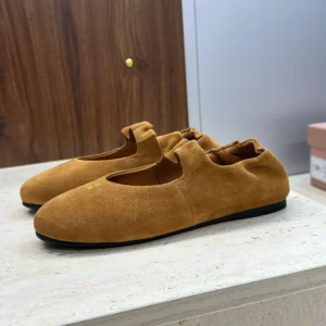 Miu Miu Women Ruches Suede Ballerinas 5F340E008F0393