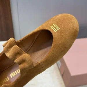 Miu Miu Women Ruches Suede Ballerinas 5F340E008F0393