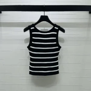 Miu Miu Women Striped Knitted Sports Vest-Black