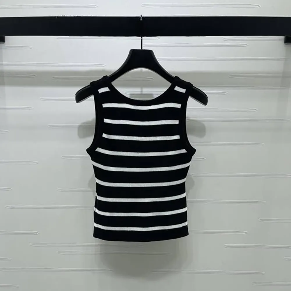 Miu Miu Women Striped Knitted Sports Vest-Black