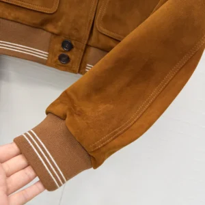Miu Miu Women Suede Blouson Jacket-Brown MPV996104RF0401