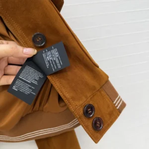 Miu Miu Women Suede Blouson Jacket-Brown MPV996104RF0401