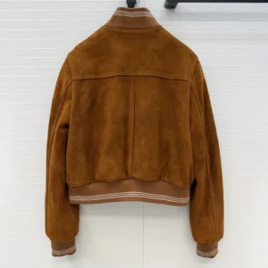 Miu Miu Women Suede Blouson Jacket-Brown MPV996104RF0401