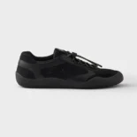 Prada Unisex Speedrock Leather And Mesh Fabric Sneakers-Black 2EE468