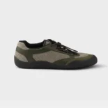 Prada Unisex Speedrock Leather And Mesh Fabric Sneakers-Dark Green 2EE468