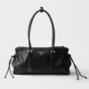 Prada Women Bonnie Medium Antiqued Leather Tote Bag-Black 1BG6282HF2