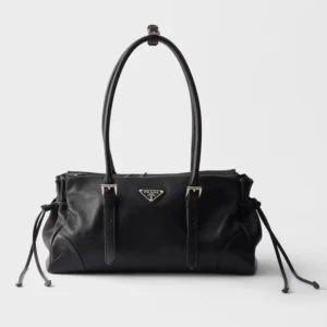 Prada Women Bonnie Medium Antiqued Leather Tote Bag-Black 1BG6282HF2