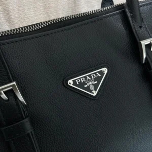 Prada Women Bonnie Medium Antiqued Leather Tote Bag-Black 1BG6282HF2