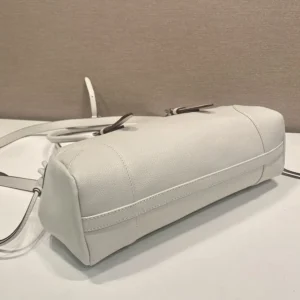 Prada Women Bonnie Medium Antiqued Leather Tote Bag-White 1BG6282HF2