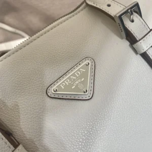 Prada Women Bonnie Medium Antiqued Leather Tote Bag-White 1BG6282HF2