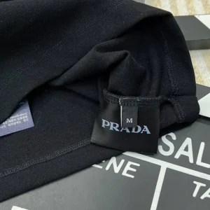 Prada Women Jersey Cropped Top-Black 39546C10Z0