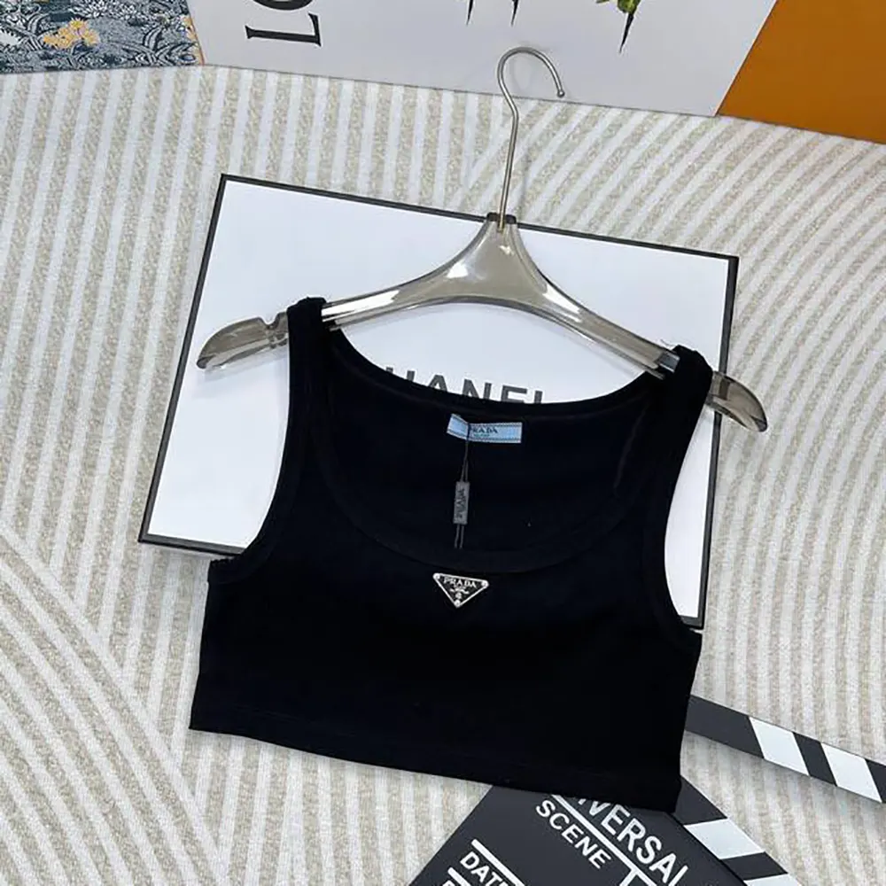 Prada Women Jersey Cropped Top-Black 39546C10Z0