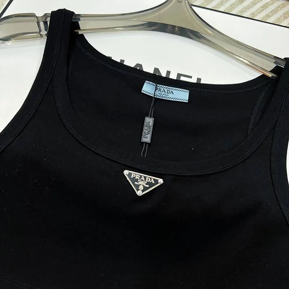 Prada Women Jersey Cropped Top-Black 39546C10Z0 8 Prada Women Jersey Cropped Top-Black 39546C10Z0
