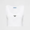 Prada Women Jersey Cropped Top-White 39546C10Z0