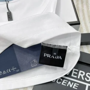 Prada Women Jersey Cropped Top-White 39546C10Z0