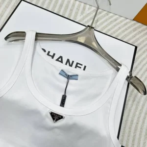 Prada Women Jersey Cropped Top-White 39546C10Z0