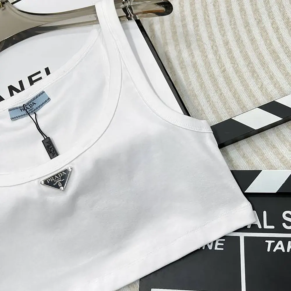 Prada Women Jersey Cropped Top-White 39546C10Z0 5 Prada Women Jersey Cropped Top-White 39546C10Z0