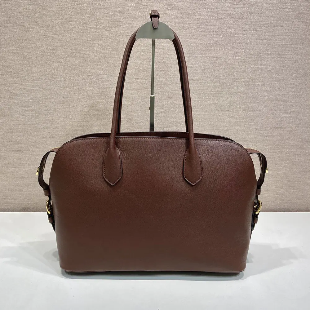 Prada Women Large Leather Tote Bag-Dark Brown 1BG6002HFQ 3 Prada Women Large Leather Tote Bag-Dark Brown 1BG6002HFQ