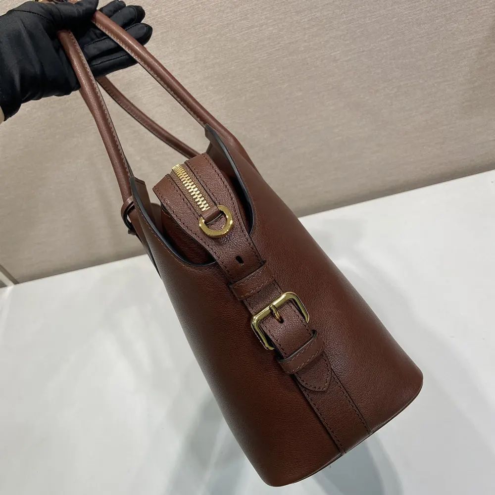 Prada Women Large Leather Tote Bag-Dark Brown 1BG6002HFQ 6 Prada Women Large Leather Tote Bag-Dark Brown 1BG6002HFQ