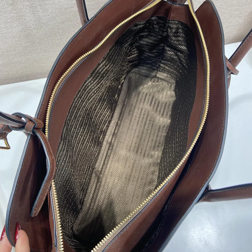 Prada Women Large Leather Tote Bag-Dark Brown 1BG6002HFQ 9 Prada Women Large Leather Tote Bag-Dark Brown 1BG6002HFQ - Image 9