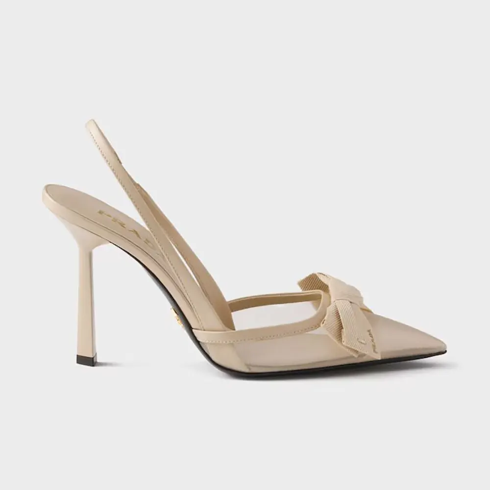 Prada Women Mesh Fabric Slingback Pumps-Sandy 1I308O77TPrada Women Mesh Fabric Slingback Pumps-Sandy 1I308O77T