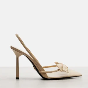 Prada Women Mesh Fabric Slingback Pumps-Sandy 1I308O77T